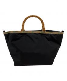 LeSportsac（レスポートサック）の古着「MEDIUM BAMBOO TOTE 2 ブラックインク」｜ブラック