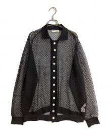 TTT MSW（ティー）の古着「See-Through Knit Cardigan/シースルー ニット カーディガン」｜ブラック