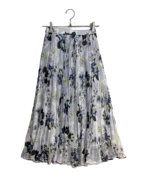 ANAYI（アナイ）ANAYI (アナイ) bouquet プリント プリーツスカート スカイブルー サイズ:Mの古着・服飾アイテム
