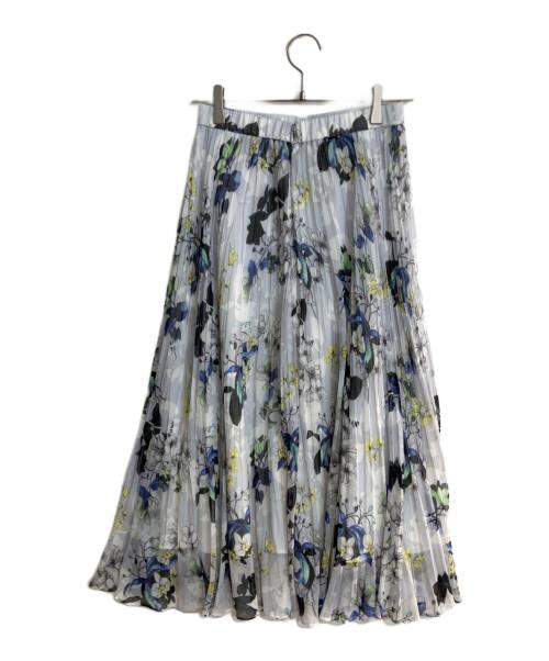 ANAYI（アナイ）ANAYI (アナイ) bouquet プリント プリーツスカート スカイブルー サイズ:Mの古着・服飾アイテム