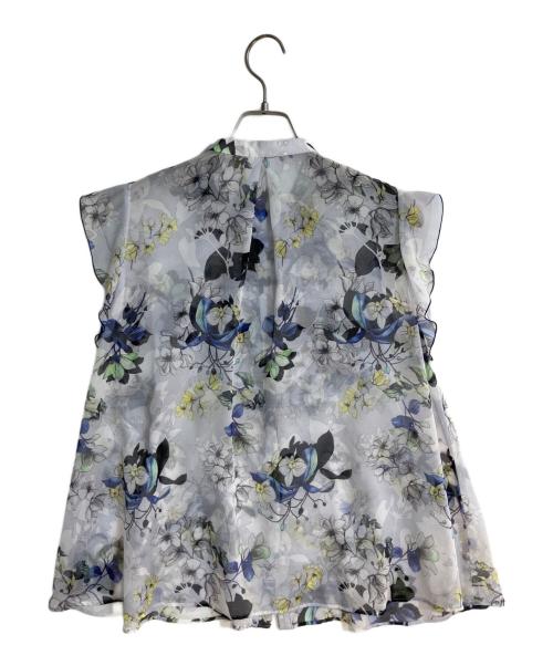 ANAYI（アナイ）ANAYI (アナイ) bouquet プリント ミニフリルブラウス スカイブルー サイズ:Mの古着・服飾アイテム