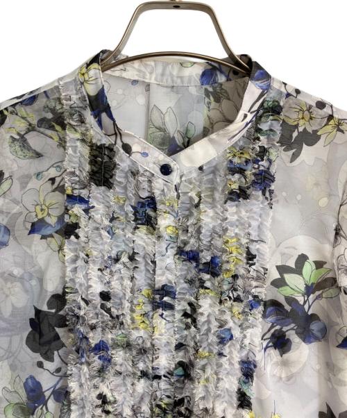 ANAYI（アナイ）ANAYI (アナイ) bouquet プリント ミニフリルブラウス スカイブルー サイズ:Mの古着・服飾アイテム