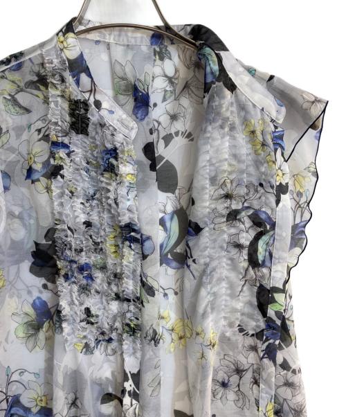 ANAYI（アナイ）ANAYI (アナイ) bouquet プリント ミニフリルブラウス スカイブルー サイズ:Mの古着・服飾アイテム