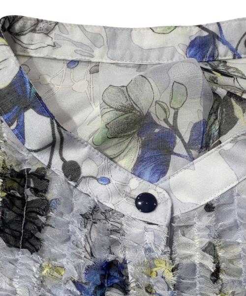 ANAYI（アナイ）ANAYI (アナイ) bouquet プリント ミニフリルブラウス スカイブルー サイズ:Mの古着・服飾アイテム
