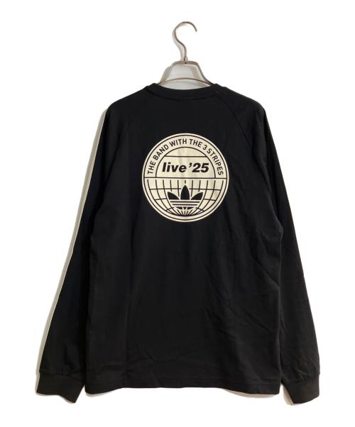 adidas（アディダス）adidas (アディダス) oasis (オアシス) ツアー スリーストライプス 長袖Tシャツ ブラック サイズ:XLの古着・服飾アイテム