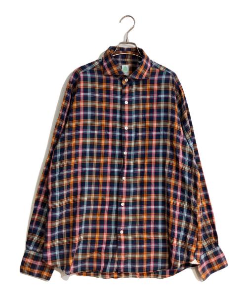 finamore（フィナモレ）Finamore (フィナモレ) チェックシャツ ネイビー サイズ:XLの古着・服飾アイテム
