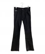 5351 pour les hommes5351プールオム）の古着「パイソンレザーパッチシューカットデニム」｜ブラック
