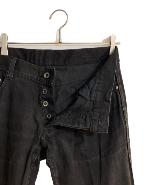 5351 pour les hommes（5351プールオム）5351 pour les hommes (5351プールオム) パイソンレザーパッチシューカットデニム ブラック サイズ:4の古着・服飾アイテム