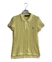 POLO RALPH LAUREN（ポロ・ラルフローレン）の古着「ポニー刺繍ケーブルニットポロシャツ」｜イエロー