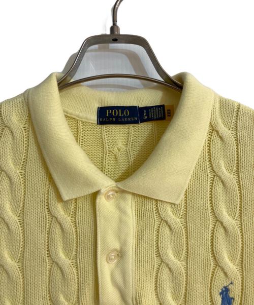 POLO RALPH LAUREN（ポロ・ラルフローレン）POLO RALPH LAUREN (ポロ・ラルフローレン) ポニー刺繍ケーブルニットポロシャツ イエロー サイズ:Sの古着・服飾アイテム