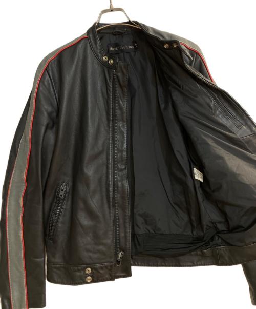 HARLEY-DAVIDSON（ハーレーダビッドソン）HARLEY-DAVIDSON (ハーレーダビッドソン) パイピングデザインシングルライダースジャケット ブラック サイズ:40の古着・服飾アイテム