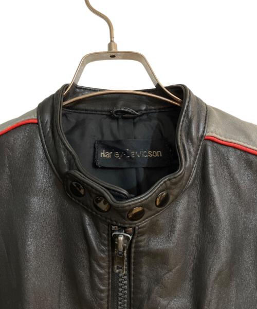 HARLEY-DAVIDSON（ハーレーダビッドソン）HARLEY-DAVIDSON (ハーレーダビッドソン) パイピングデザインシングルライダースジャケット ブラック サイズ:40の古着・服飾アイテム