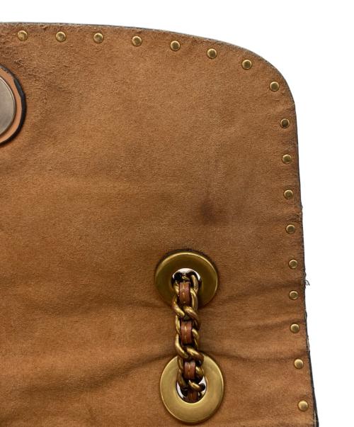 COACH（コーチ）COACH (コーチ) フラワーモチーフ パーカーウィズボーダー リベットアンドスネークスキン チェーン ショルダーバッグ ブラック×ブラウンの古着・服飾アイテム