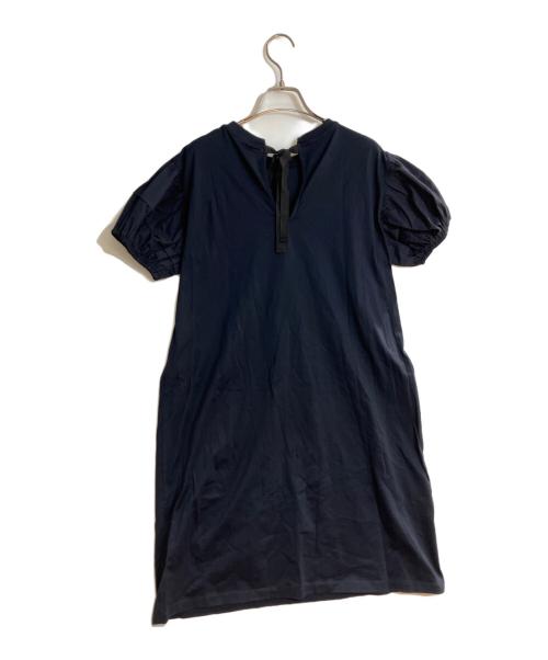 PRADA（プラダ）PRADA (プラダ) パフスリーブワンピース ネイビー サイズ:Mの古着・服飾アイテム