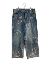 Desigual（デシグアル）の古着「桜フルイドデニムパンツ」｜スカイブルー