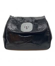 LONGCHAMP（ロンシャン）の古着「パテントレザーターンロックショルダーバッグ」｜ブラック