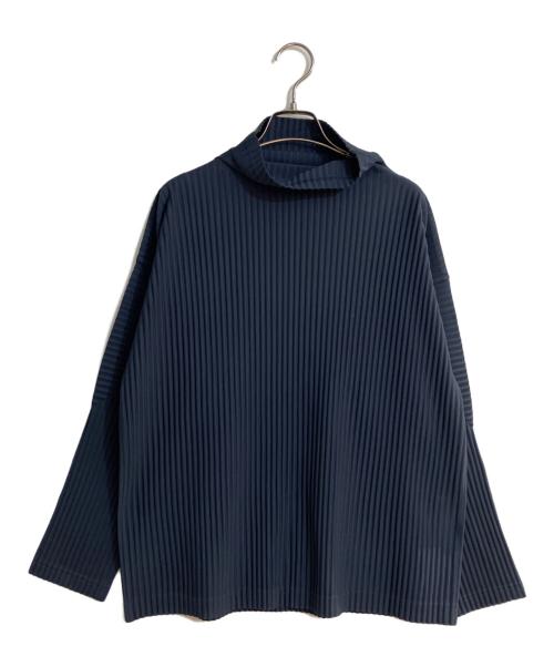 HOMME PLISSE ISSEY MIYAKE（オム プリッセ イッセイ ミヤケ）HOMME PLISSE ISSEY MIYAKE (オム プリッセ イッセイ ミヤケ) プリーツハイネックロングスリーブカットソー ネイビー サイズ:2の古着・服飾アイテム