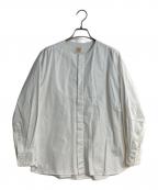 ZANINI×ARTS&SCIENCEザニーニ×アーツアンドサイエンス）の古着「ZA Collarless Side Tuck Shirt」｜ホワイト