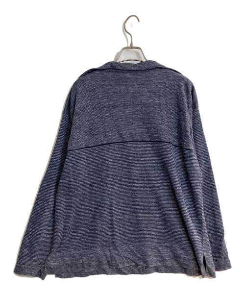 DIANE DE CLERCQ（ダイアンデクラーク）DIANE DE CLERCQ (ダイアンデクラーク) CETUS DENIM BLUE CARDIGAN / ワイドシルエット刺繍ボーダーニットカーディガン ネイビー サイズ:Ｌの古着・服飾アイテム