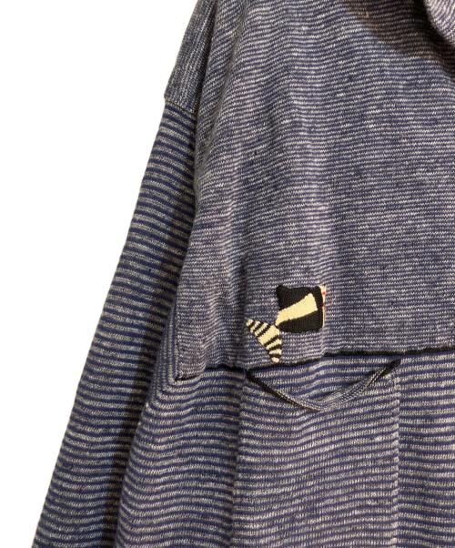 DIANE DE CLERCQ（ダイアンデクラーク）DIANE DE CLERCQ (ダイアンデクラーク) CETUS DENIM BLUE CARDIGAN / ワイドシルエット刺繍ボーダーニットカーディガン ネイビー サイズ:Ｌの古着・服飾アイテム