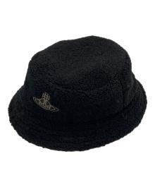 Vivienne Westwood（ヴィヴィアンウエストウッド）の古着「オーブ刺繍ボアバケットハット」｜ブラック