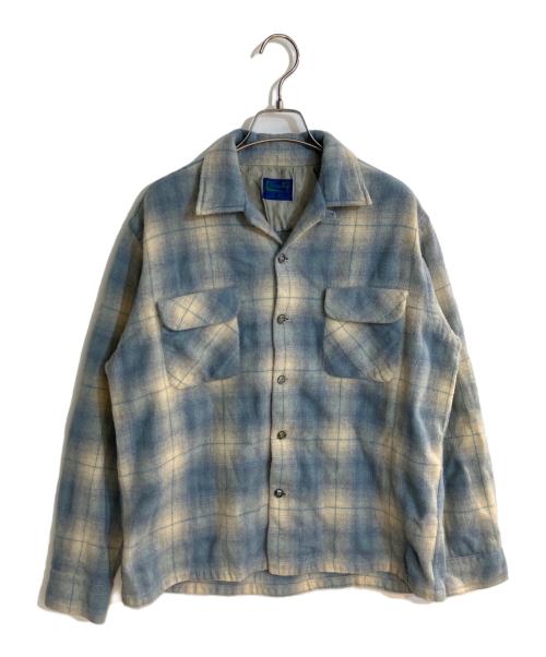 GREEN BAY（グリーンベイ）GREEN BAY (グリーンベイ) ウールナイロンオンブレチェックシャツ ブルー サイズ:Ｌの古着・服飾アイテム