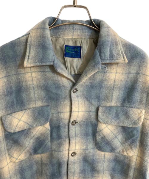 GREEN BAY（グリーンベイ）GREEN BAY (グリーンベイ) ウールナイロンオンブレチェックシャツ ブルー サイズ:Ｌの古着・服飾アイテム