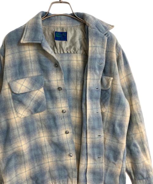 GREEN BAY（グリーンベイ）GREEN BAY (グリーンベイ) ウールナイロンオンブレチェックシャツ ブルー サイズ:Ｌの古着・服飾アイテム