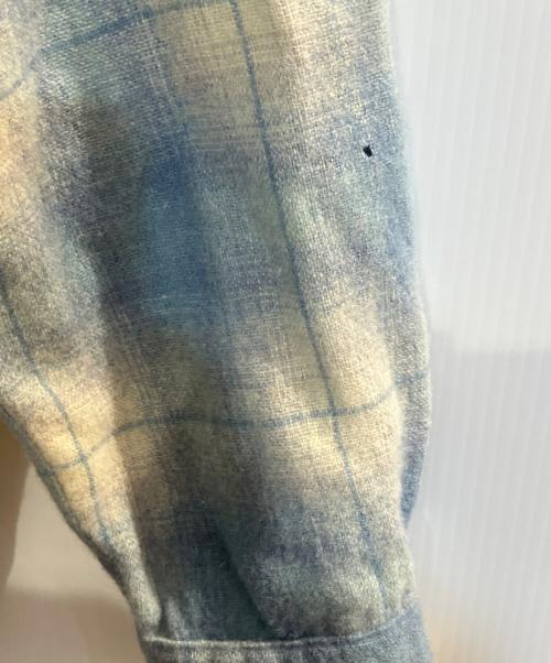 GREEN BAY（グリーンベイ）GREEN BAY (グリーンベイ) ウールナイロンオンブレチェックシャツ ブルー サイズ:Ｌの古着・服飾アイテム