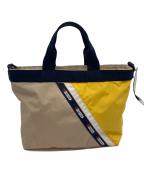 LeSportsacレスポートサック）の古着「PENNANT MED TOTE/ペナントミッドトート」｜イエロー×ベージュ