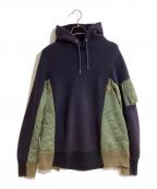 sacaiサカイ）の古着「Sponge Sweat x MA-1 Hoodie/スポンジ スウェット × エムエーワン フーディ」｜ネイビー