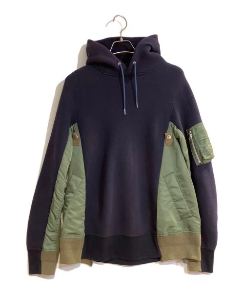 sacai（サカイ）sacai (サカイ) Sponge Sweat x MA-1 Hoodie/スポンジ スウェット × エムエーワン フーディ ネイビー サイズ:Ｍの古着・服飾アイテム