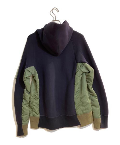 sacai（サカイ）sacai (サカイ) Sponge Sweat x MA-1 Hoodie/スポンジ スウェット × エムエーワン フーディ ネイビー サイズ:Ｍの古着・服飾アイテム