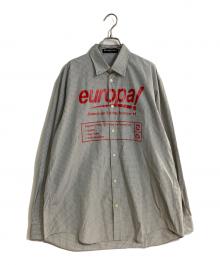 BALENCIAGA（バレンシアガ）の古着「EUROPAプリントチェックシャツ」｜グレー