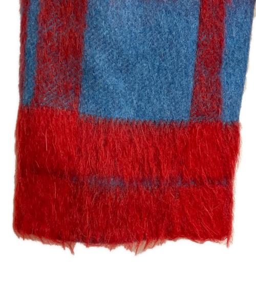 Vivienne Westwood（ヴィヴィアンウエストウッド）Vivienne Westwood (ヴィヴィアンウエストウッド) アシンメトリーシャギーコート レッド×ブルー サイズ:38の古着・服飾アイテム