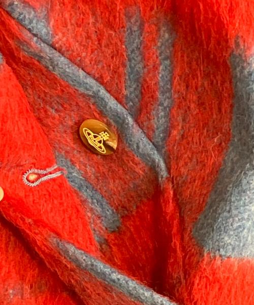 Vivienne Westwood（ヴィヴィアンウエストウッド）Vivienne Westwood (ヴィヴィアンウエストウッド) アシンメトリーシャギーコート レッド×ブルー サイズ:38の古着・服飾アイテム