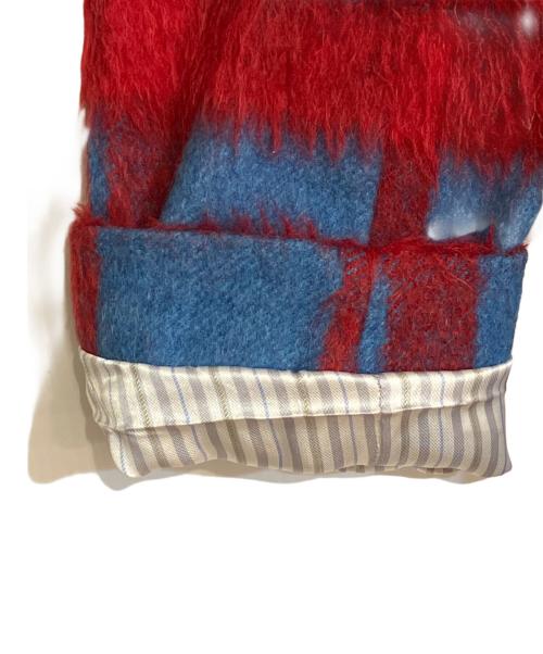 Vivienne Westwood（ヴィヴィアンウエストウッド）Vivienne Westwood (ヴィヴィアンウエストウッド) アシンメトリーシャギーコート レッド×ブルー サイズ:38の古着・服飾アイテム