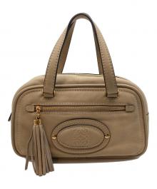 LOEWE（ロエベ）の古着「アナグラム タッセル ミニボストンハンドバッグ」｜ベージュ