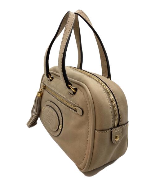 LOEWE（ロエベ）LOEWE (ロエベ) アナグラム タッセル ミニボストンハンドバッグ ベージュの古着・服飾アイテム