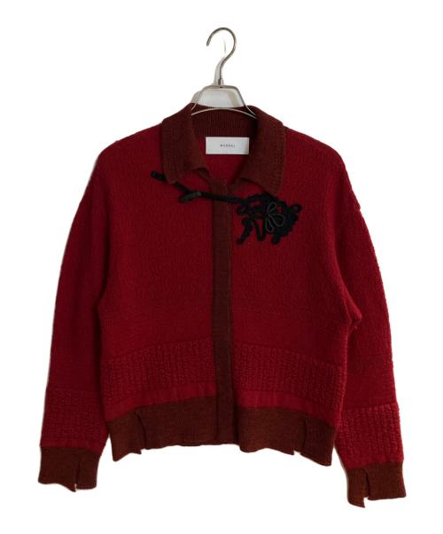 MURRAL（ミューラル）MURRAL (ミューラル) Trillium embroidered knit shirt cardigan レッド サイズ:FREEの古着・服飾アイテム