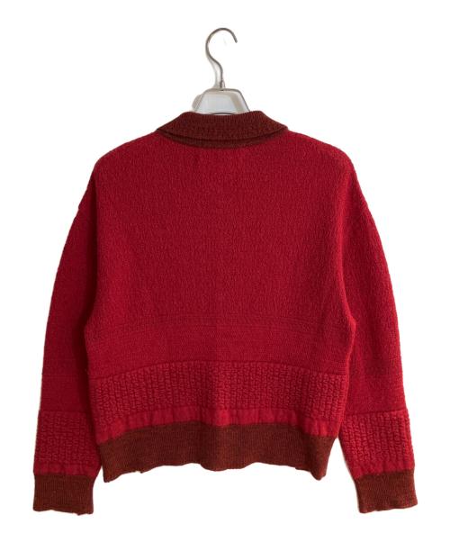 MURRAL（ミューラル）MURRAL (ミューラル) Trillium embroidered knit shirt cardigan レッド サイズ:FREEの古着・服飾アイテム