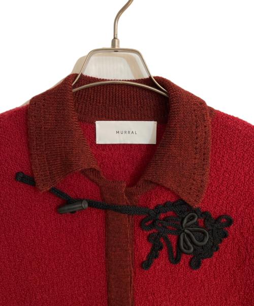 MURRAL（ミューラル）MURRAL (ミューラル) Trillium embroidered knit shirt cardigan レッド サイズ:FREEの古着・服飾アイテム