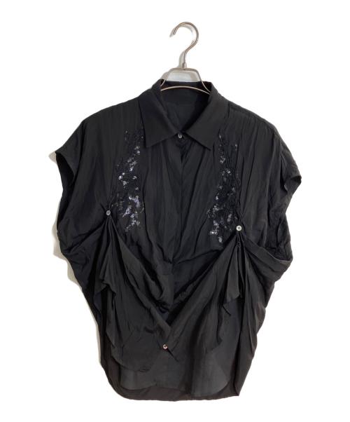 MURRAL（ミューラル）MURRAL (ミューラル) VEIL EMBROIDERED SHIRT ブラック サイズ:FREEの古着・服飾アイテム