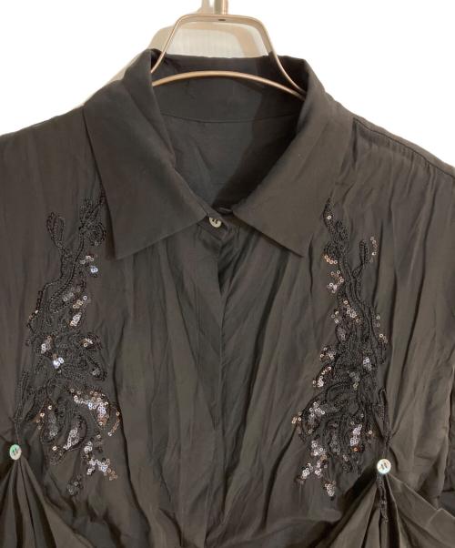 MURRAL（ミューラル）MURRAL (ミューラル) VEIL EMBROIDERED SHIRT ブラック サイズ:FREEの古着・服飾アイテム