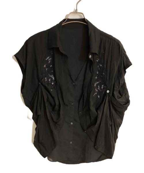 MURRAL（ミューラル）MURRAL (ミューラル) VEIL EMBROIDERED SHIRT ブラック サイズ:FREEの古着・服飾アイテム