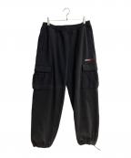 stussyステューシー）の古着「スウェットカーゴパンツ」｜ブラック