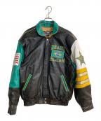 JEFF HAMILTONジェフハミルトン）の古着「94年USAワールドカップ ブラジルモデルレザースタジャン」｜ブラック×グリーン