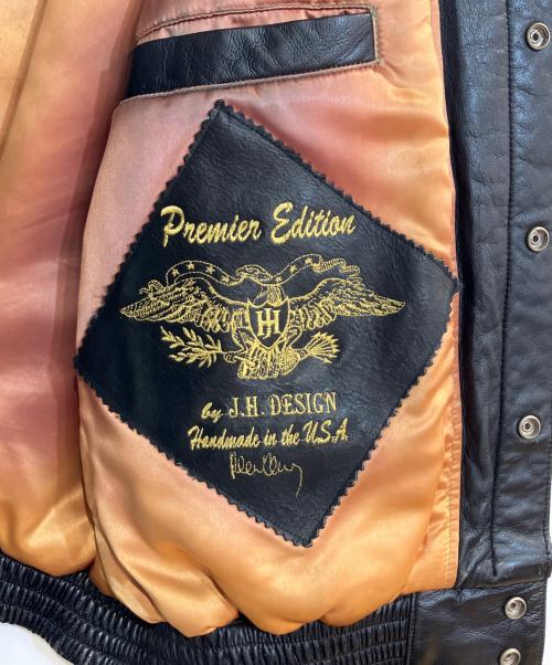 JEFF HAMILTON（ジェフハミルトン）JEFF HAMILTON (ジェフハミルトン) 94年USAワールドカップ ブラジルモデルレザースタジャン ブラック×グリーン サイズ:Ｌの古着・服飾アイテム
