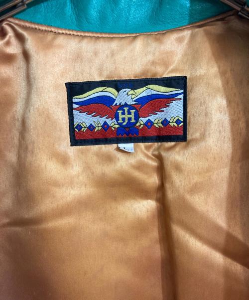 JEFF HAMILTON（ジェフハミルトン）JEFF HAMILTON (ジェフハミルトン) 94年USAワールドカップ ブラジルモデルレザースタジャン ブラック×グリーン サイズ:Ｌの古着・服飾アイテム