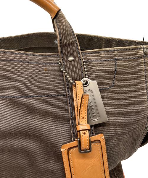 COACH（コーチ）COACH (コーチ) ウォッシュド キャンバス ビーチ トート カーキ×オレンジの古着・服飾アイテム